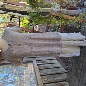 Upcycle By Jelbel multimedia long line oatmeal cardigan sweater